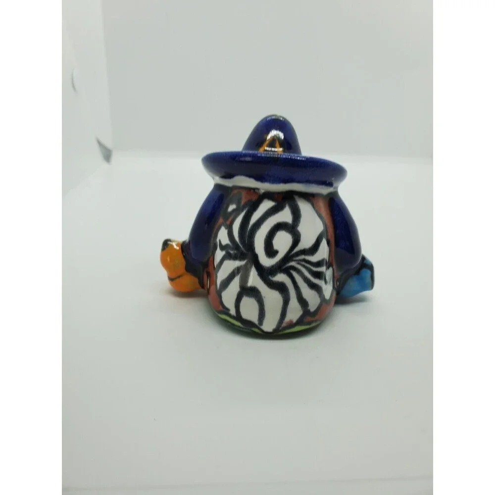 Tonala Style Sombrero Salt Shaker Replacement | Hand Painted Blue & Green